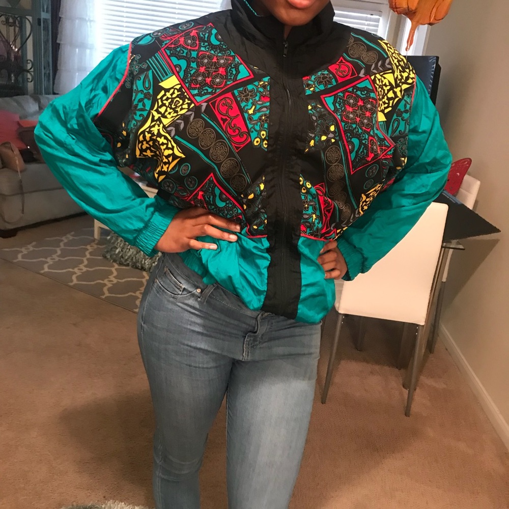 Vintage 80’s 90’s windbreaker jacket multi color